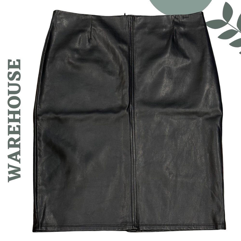 🛍️ Warehouse Faux Leather Pencil Skirt – Black – Size US 10 3/$40 eligible